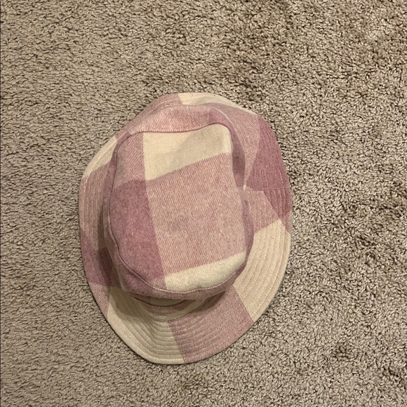 Anthropologie Pink and Cream Plaid Hat